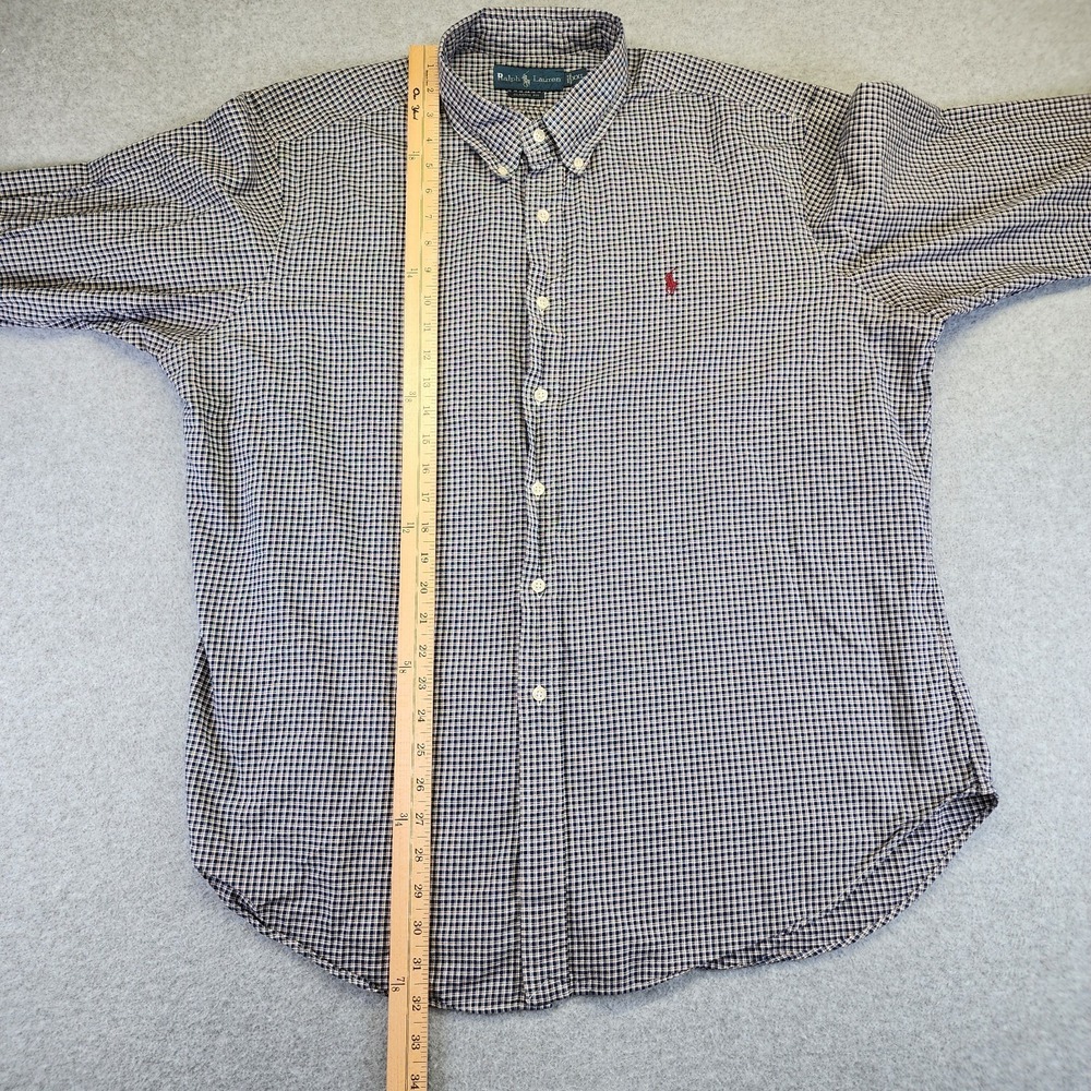 Ralph Lauren Men's XXL 2XL Classic Fit Plaid Blue Brown Long Sleeve Button Shirt - Picture 6 of 6
